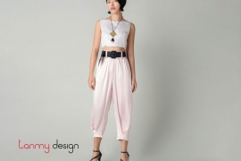 Silk pants ORIOLE - WISPY PINK ( not included with the belt )